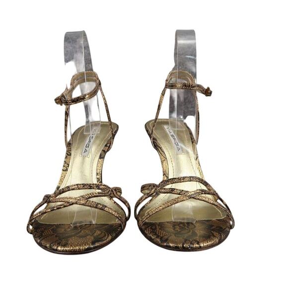 Via Spiga Shoes Womens 7 Pumps Strappy Heels Lace Print Leather Formal Going Out - Picture 3 of 15